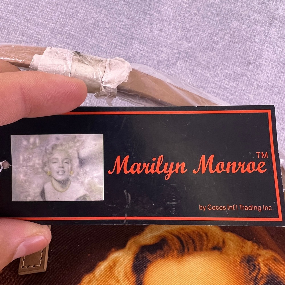 Marilyn Monroe Rhinestone Graphic Mini Satchel Handbag Womens Small Camel Brown - Picture 3 of 8